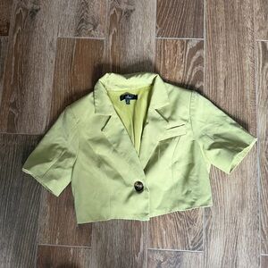 Lulu's Lime Short-Sleeve Cropped Blazer